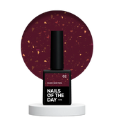 NAILSOFTHEDAY Base 02 Imitacion Cristal Con Elementos Dorados, 10 ml
